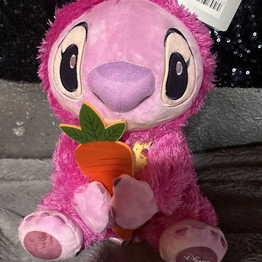 2024 Disney Lilo & Stitch ANGEL Pink 2024 Easter Bunny Plush 13'' Hold Carrot